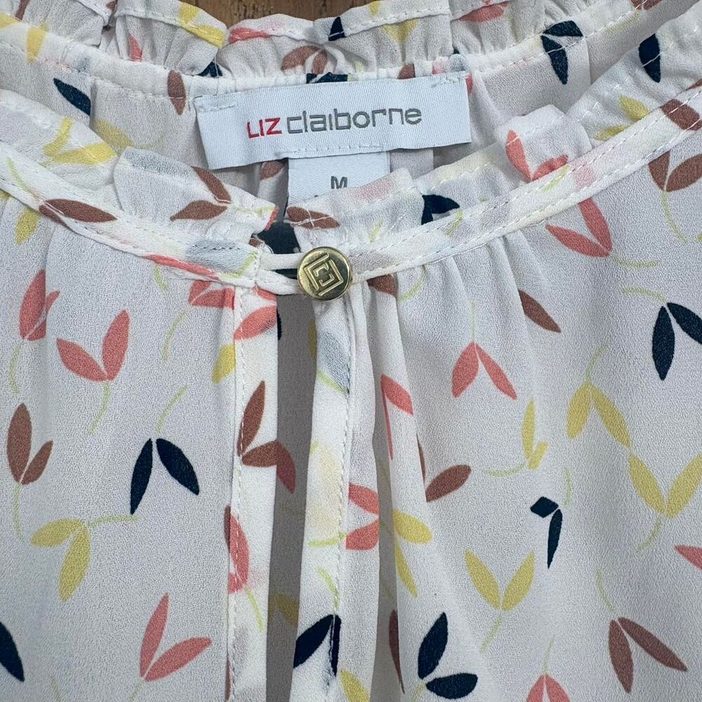 Liz Claiborne Women's Ruffle Sleeve Blouse Medium - Picture 3 of 4